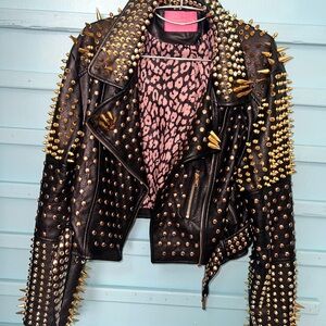 Azalea wang studded  Black faux Leather Jacket